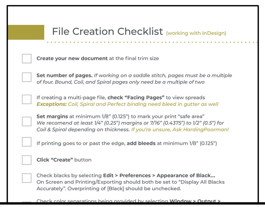 File Creation Checklist